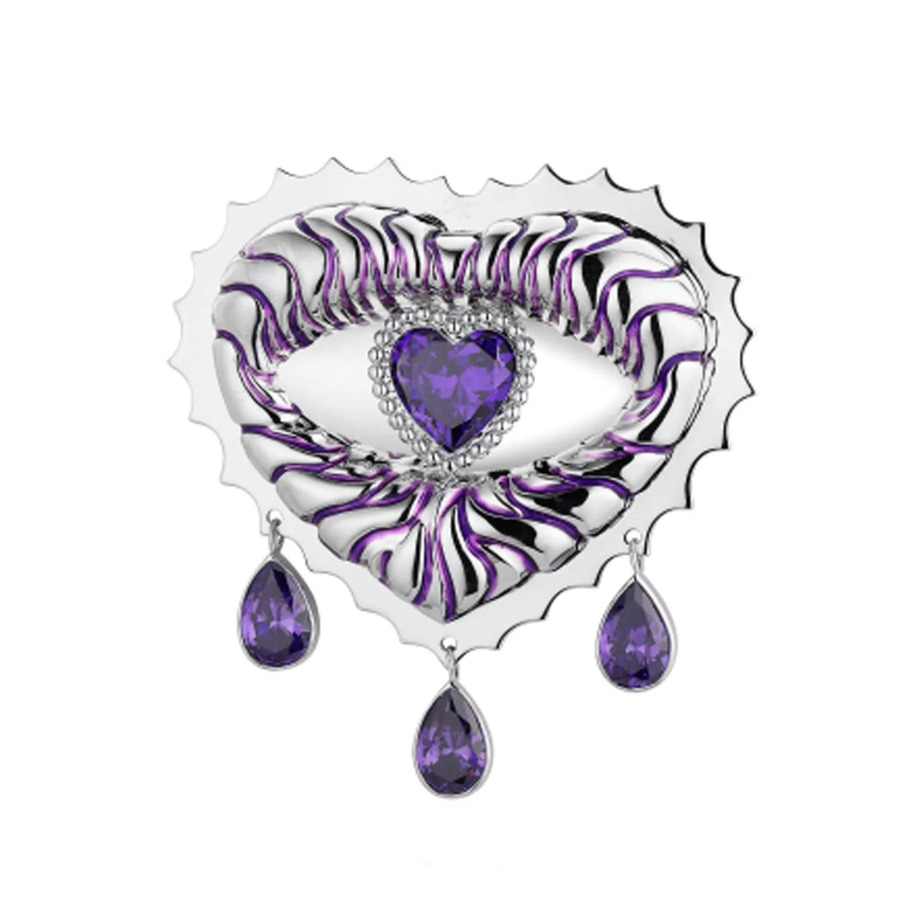 Heart Crystal Eye Sun Embossed Brooches Or pendants Two Usages
