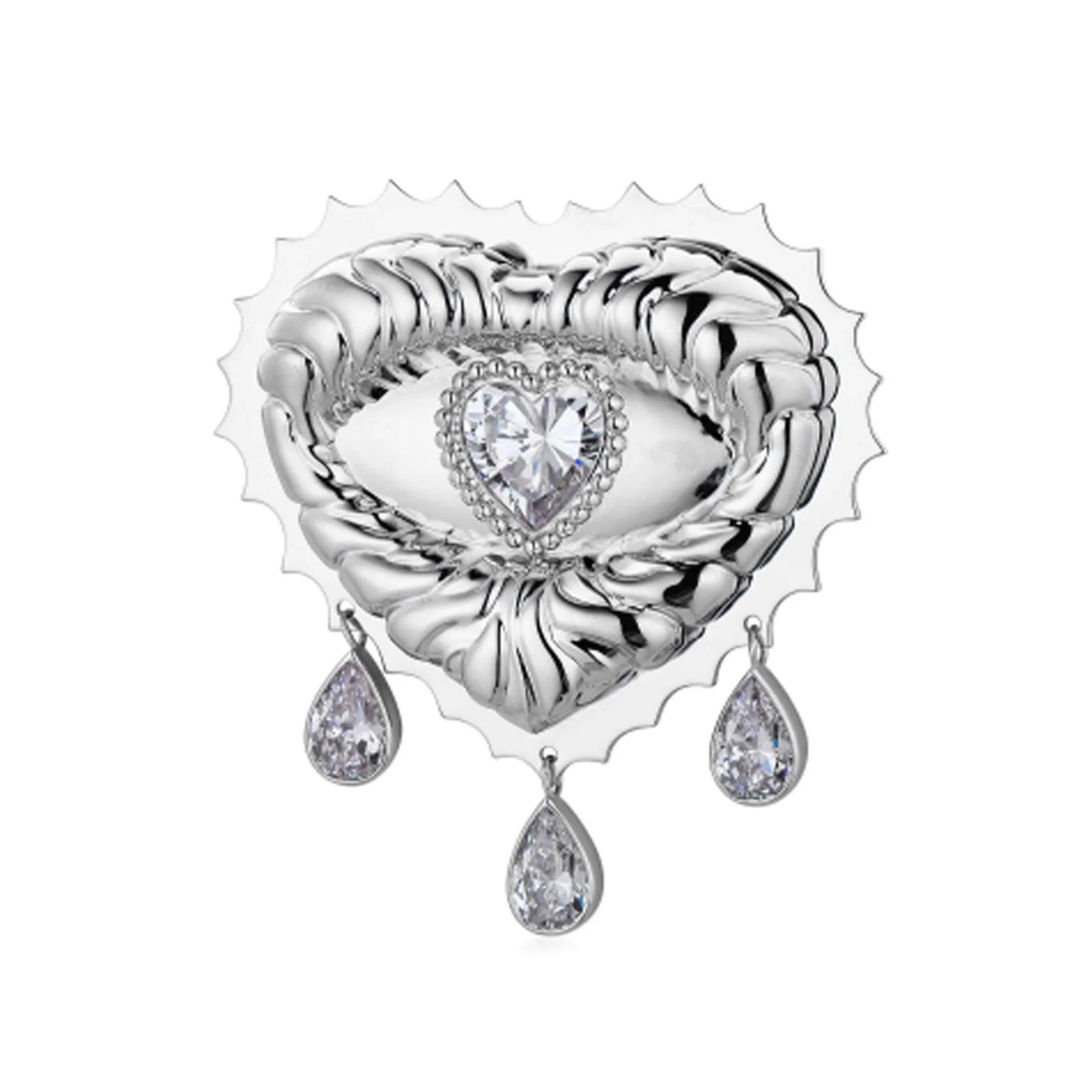Heart Crystal Eye Sun Embossed Brooches Or pendants Two Usages
