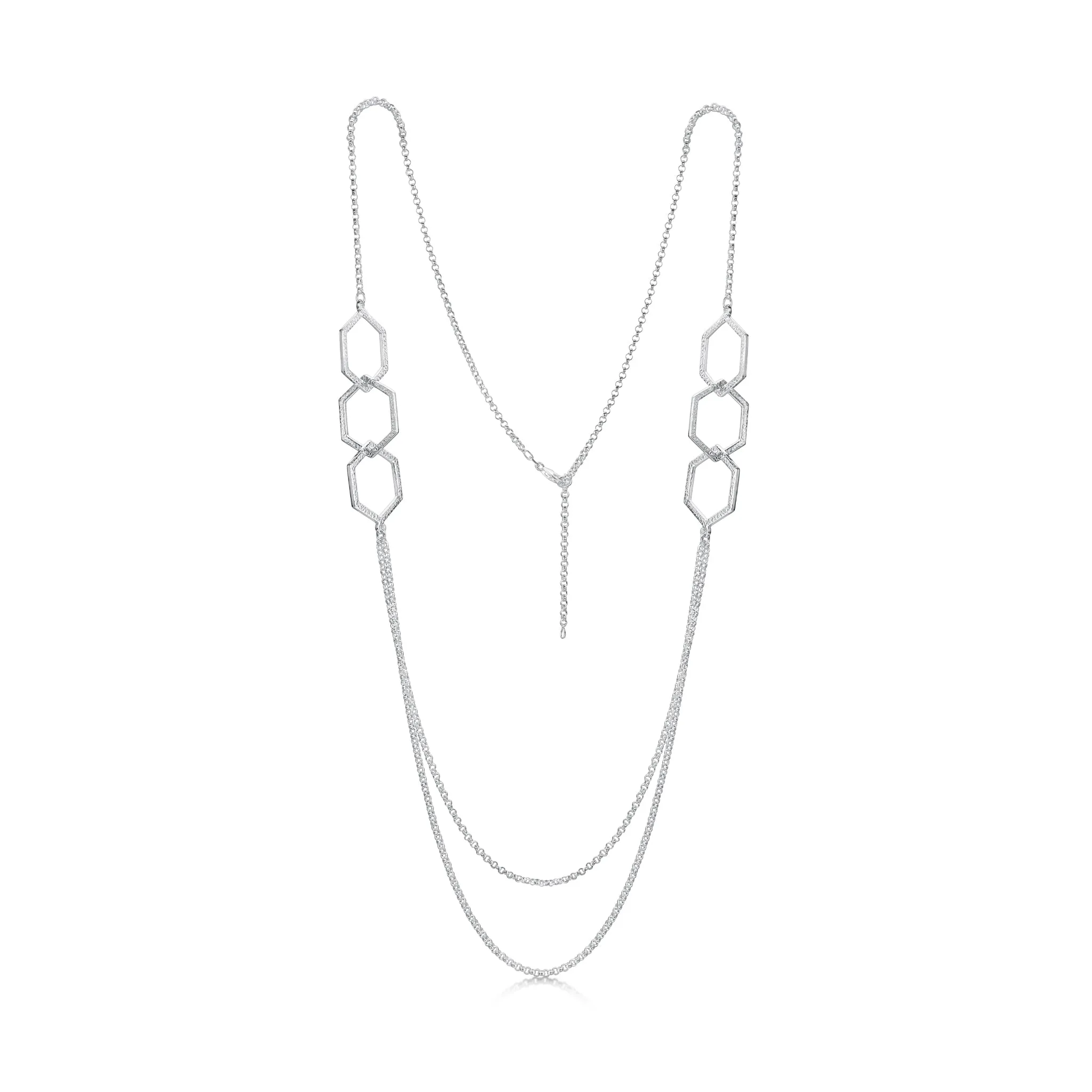 Honeycomb 6-link Drape Necklace in Sterling Silver