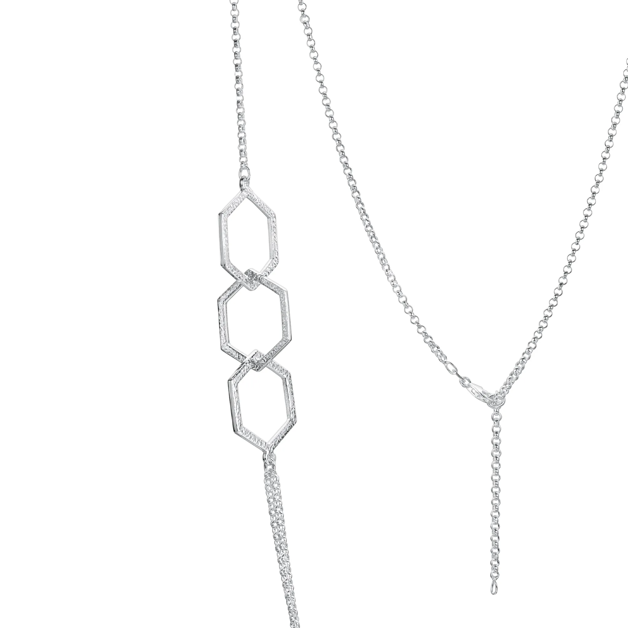 Honeycomb 6-link Drape Necklace in Sterling Silver
