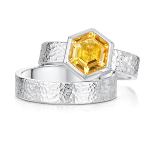 Honeycomb 8mm Citrine Ring Set in Sterling Silver