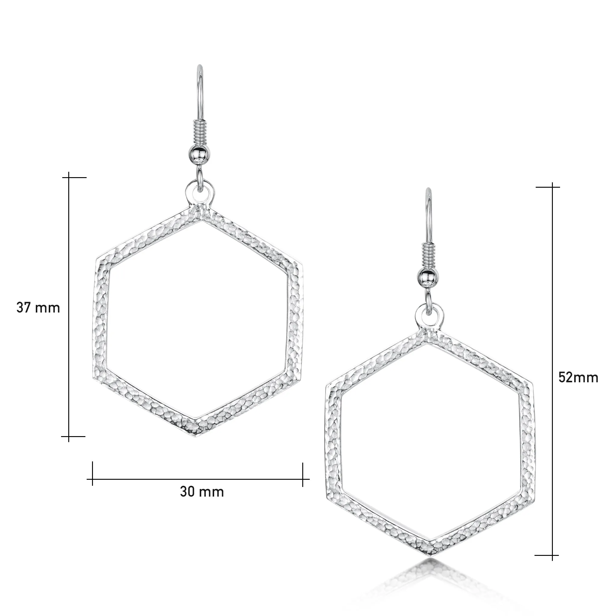 Honeycomb Large Drop Earrings in Sterling Silver