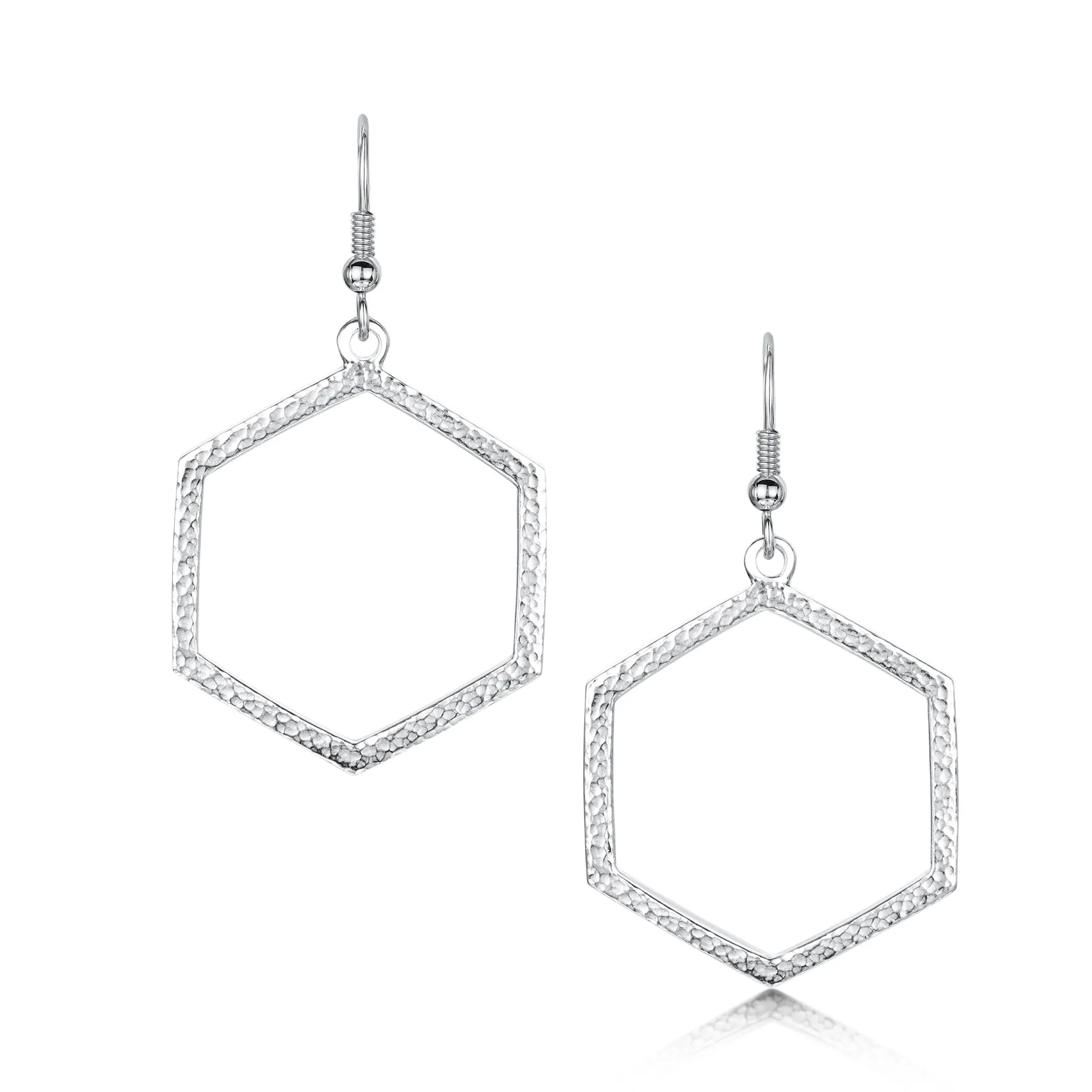 Honeycomb Large Drop Earrings in Sterling Silver
