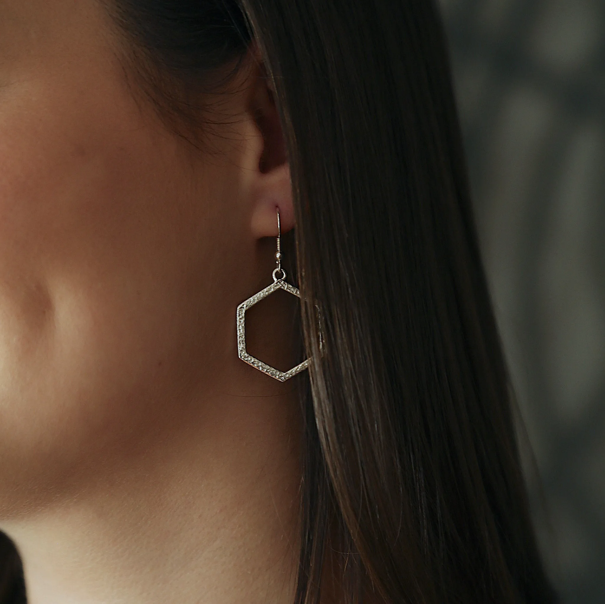 Honeycomb Large Drop Earrings in Sterling Silver