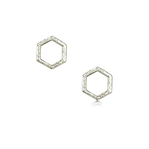 Honeycomb Petite Stud Earrings in 9ct White Gold