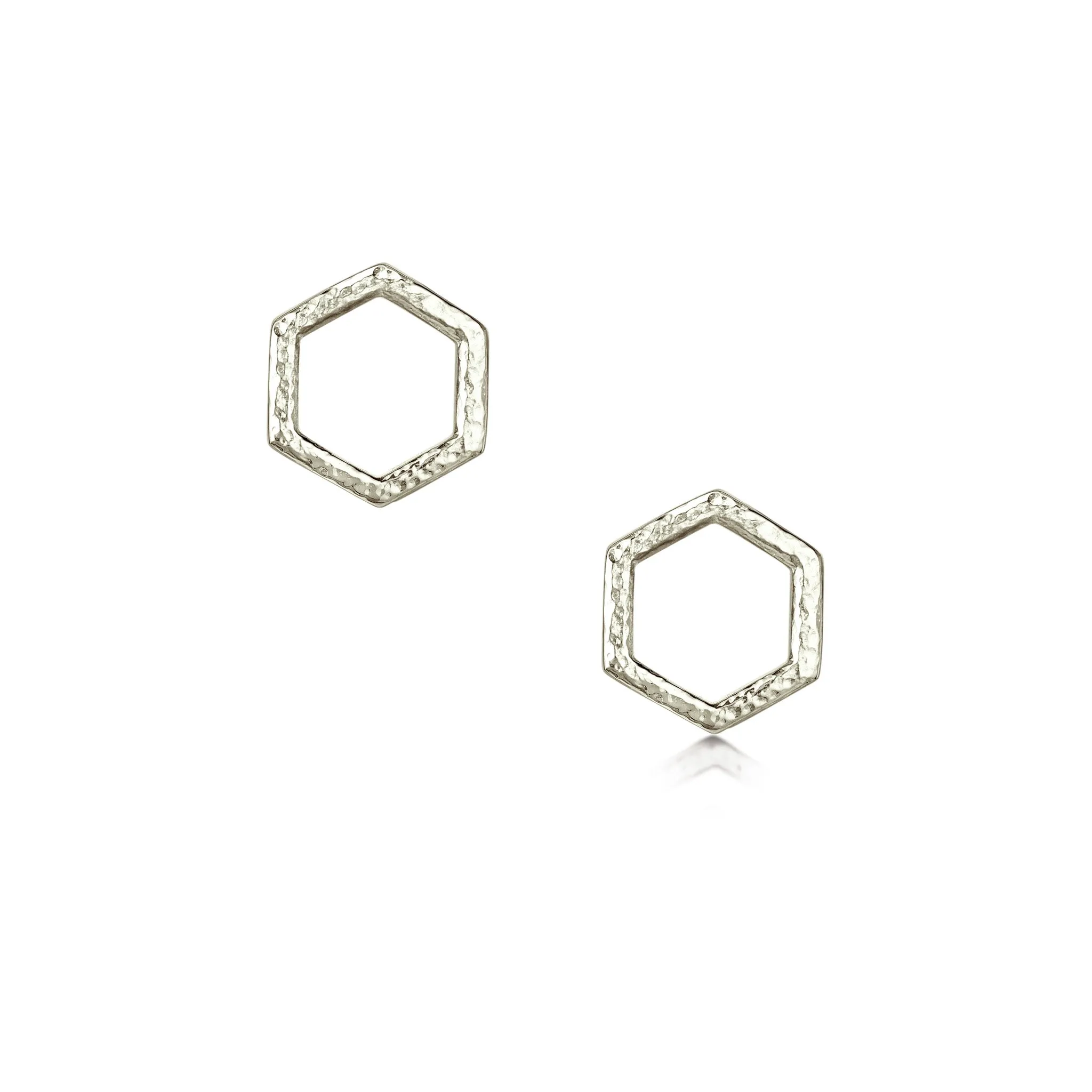 Honeycomb Petite Stud Earrings in 9ct White Gold