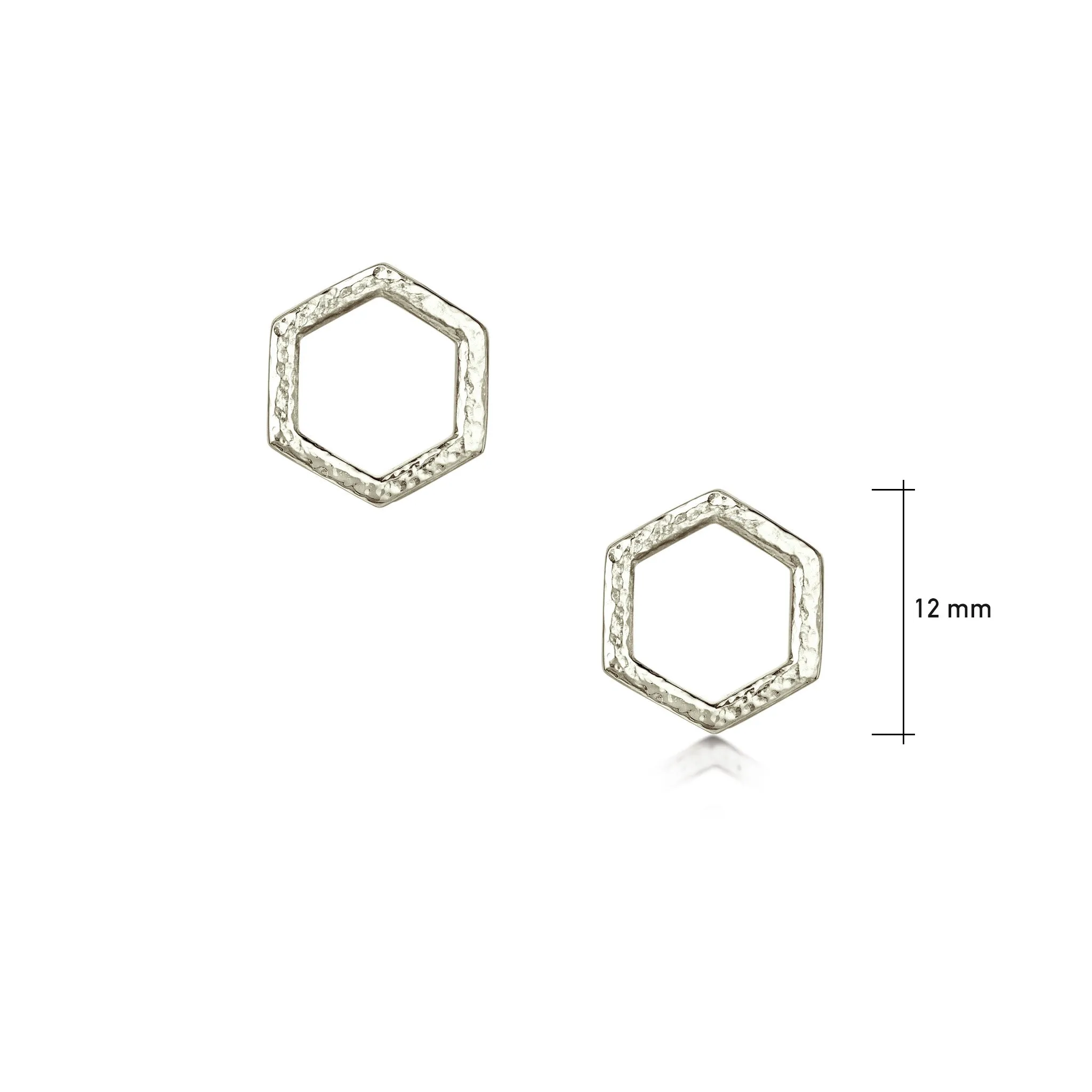 Honeycomb Petite Stud Earrings in 9ct White Gold