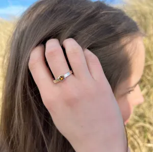 Honeycomb Silver Ring with 4mm Citrine