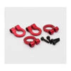 Hot Racing 1/10 Scale Aluminum Tow Shackle: Red (4)