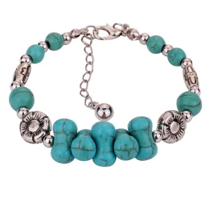 Hot sale fashion women's turquoise tibetan silver bracelet silver bangle bracelet vintage style