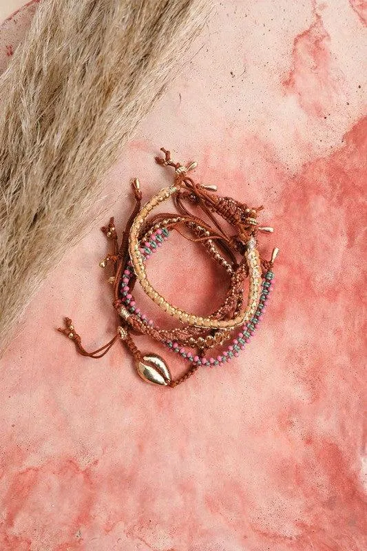Individual Bead   Leather Layered Bracelets