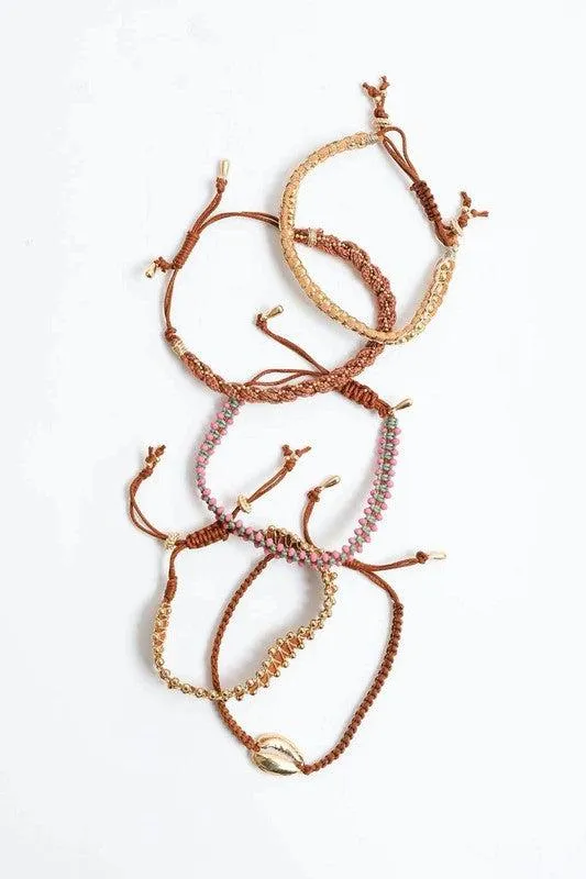 Individual Bead   Leather Layered Bracelets