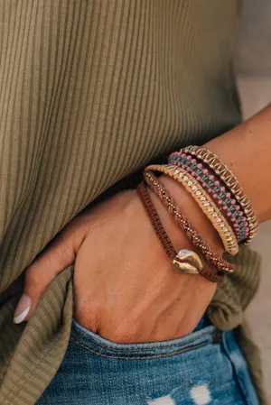 Individual Bead   Leather Layered Bracelets