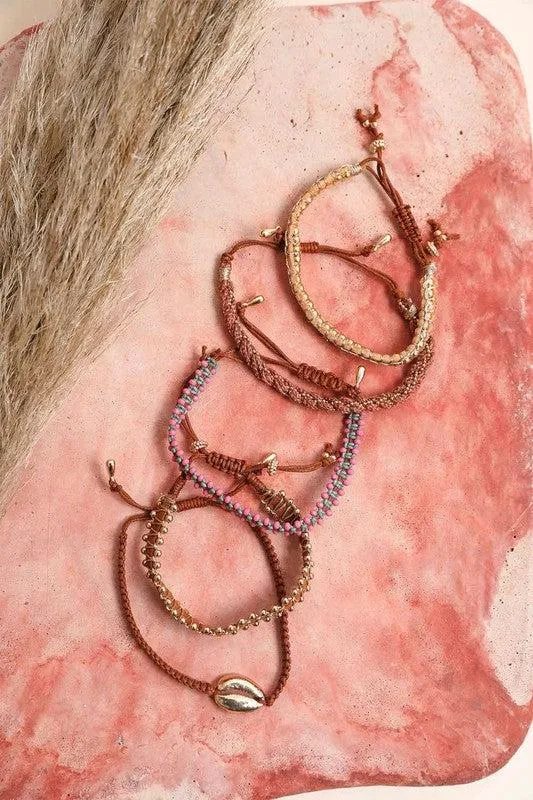 Individual Bead   Leather Layered Bracelets