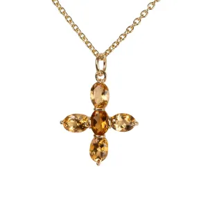 Jane Austen Cross Pendant Replica Necklace in Citrine & Gold