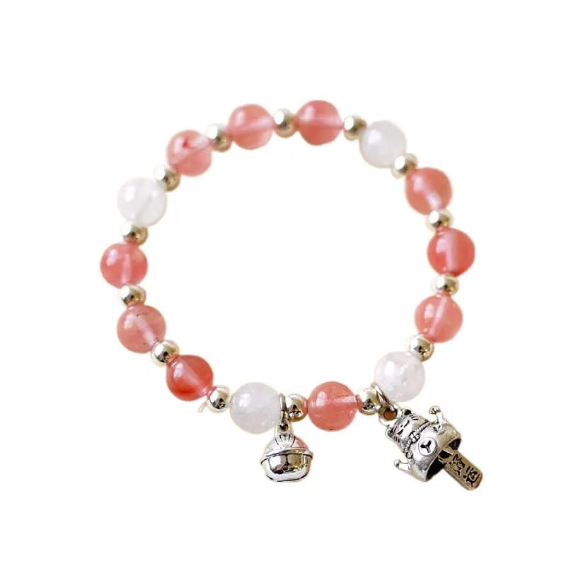 Japanese Style Lucky Cat  Crystal Beaded Bracelet Women