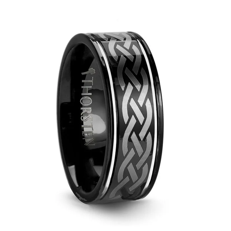 KILDARE | Tungsten Ring Celtic Engraved