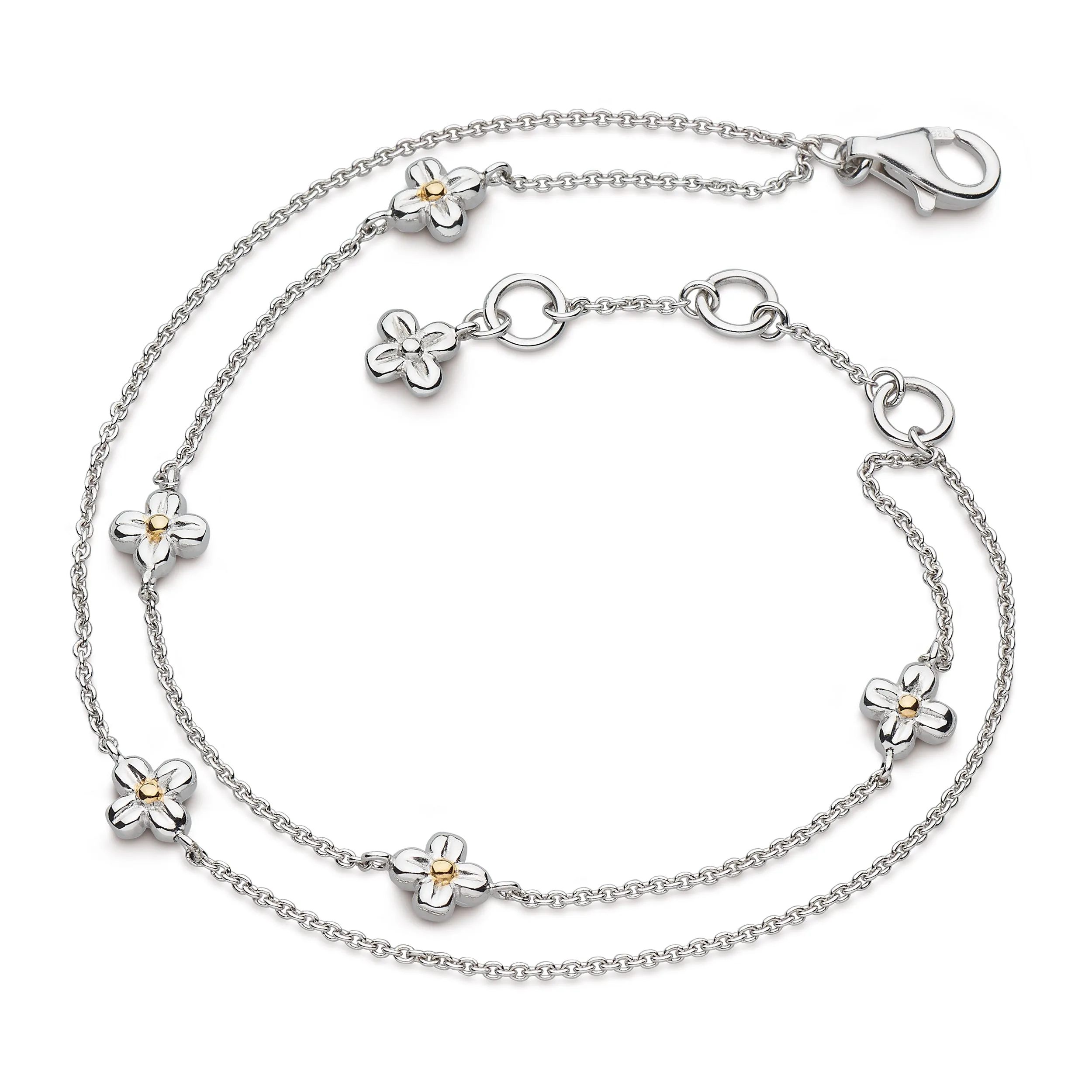 Kit Heath Sterling Silver Double Strand Flower Bracelet