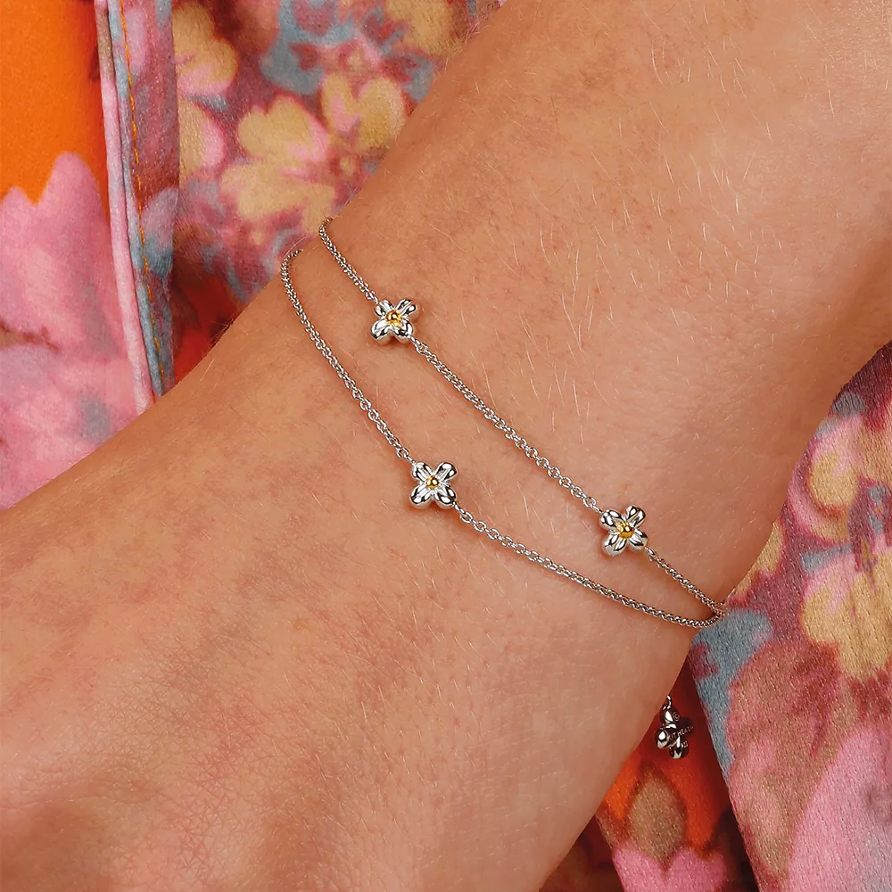 Kit Heath Sterling Silver Double Strand Flower Bracelet