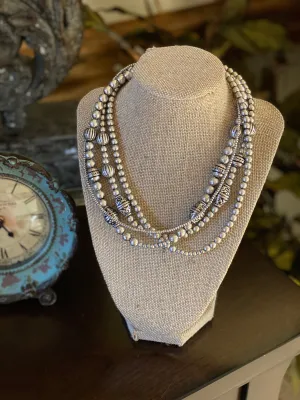 Layered Silver Beaded Necklace