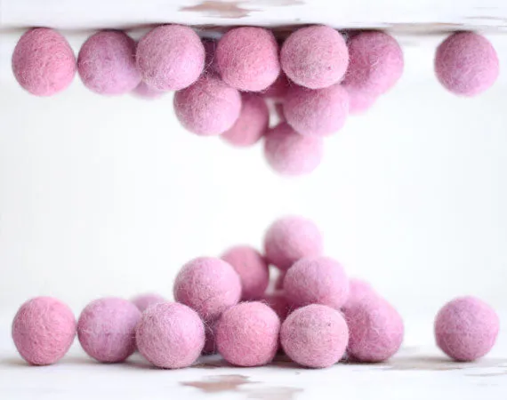 Light Pink Felt Balls 2cm x20 Wool Pom Poms. Craft Supplies. Kids Decor Craft.