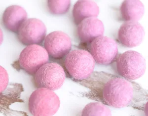 Light Pink Felt Balls 2cm x20 Wool Pom Poms. Craft Supplies. Kids Decor Craft.