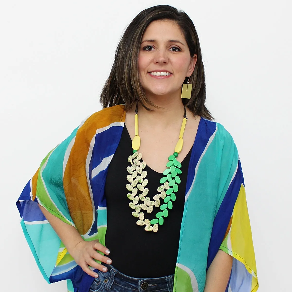 Lime Speckled Bead Necklace
