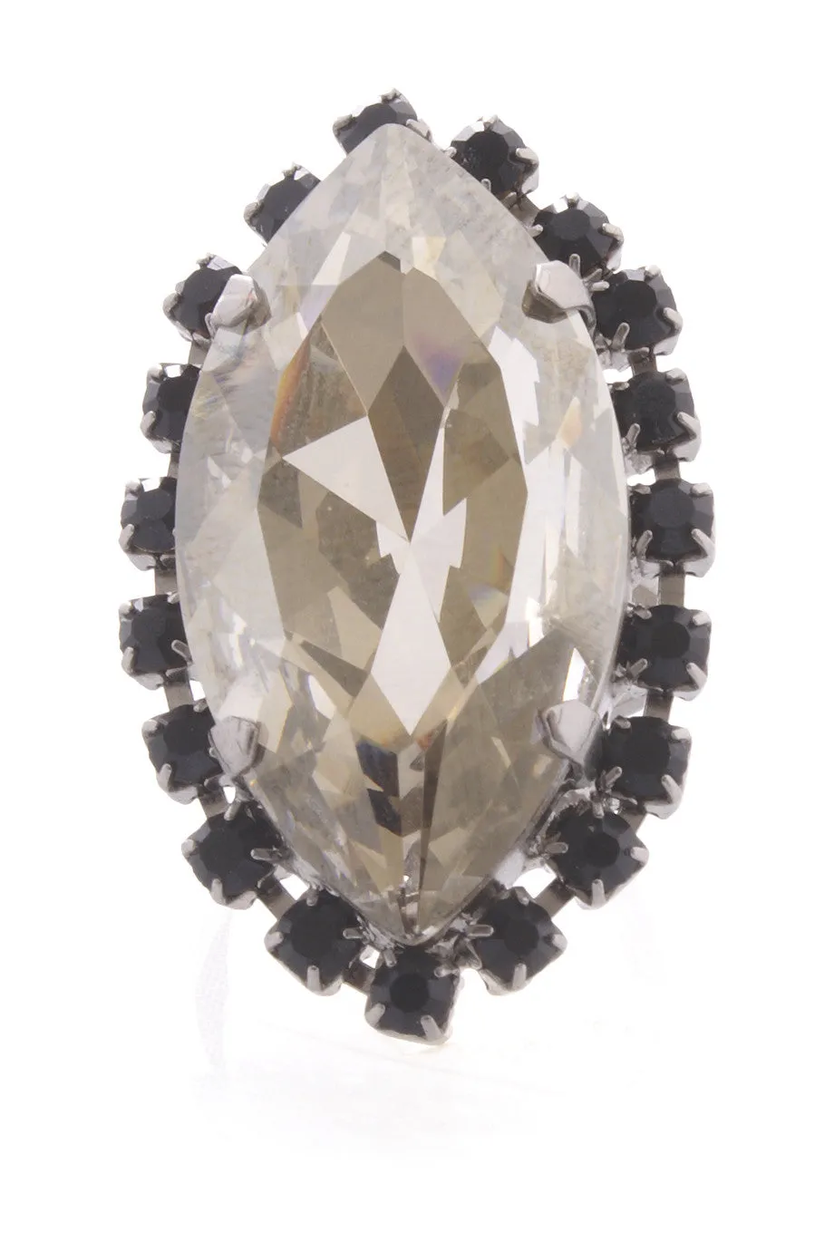 LK DESIGNS Gray Oval Crystal Ring