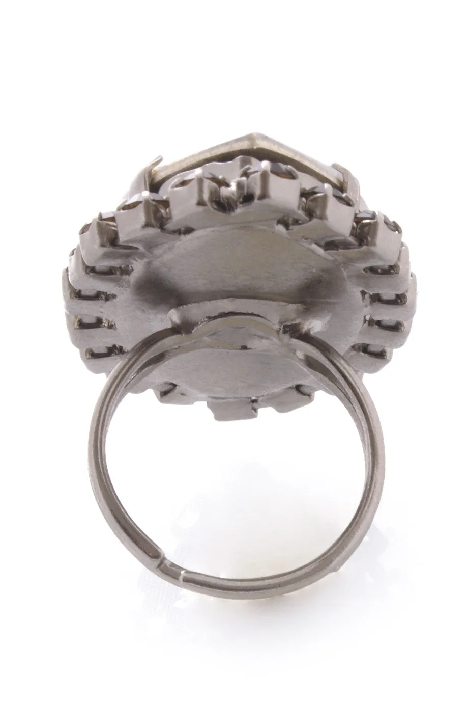 LK DESIGNS Gray Oval Crystal Ring