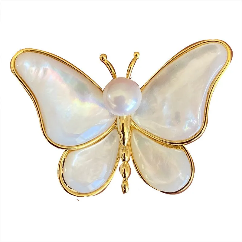 Luxury Pearl White Butterfly Brooch Exquisite Insect Pins Corsage Brooches Woman