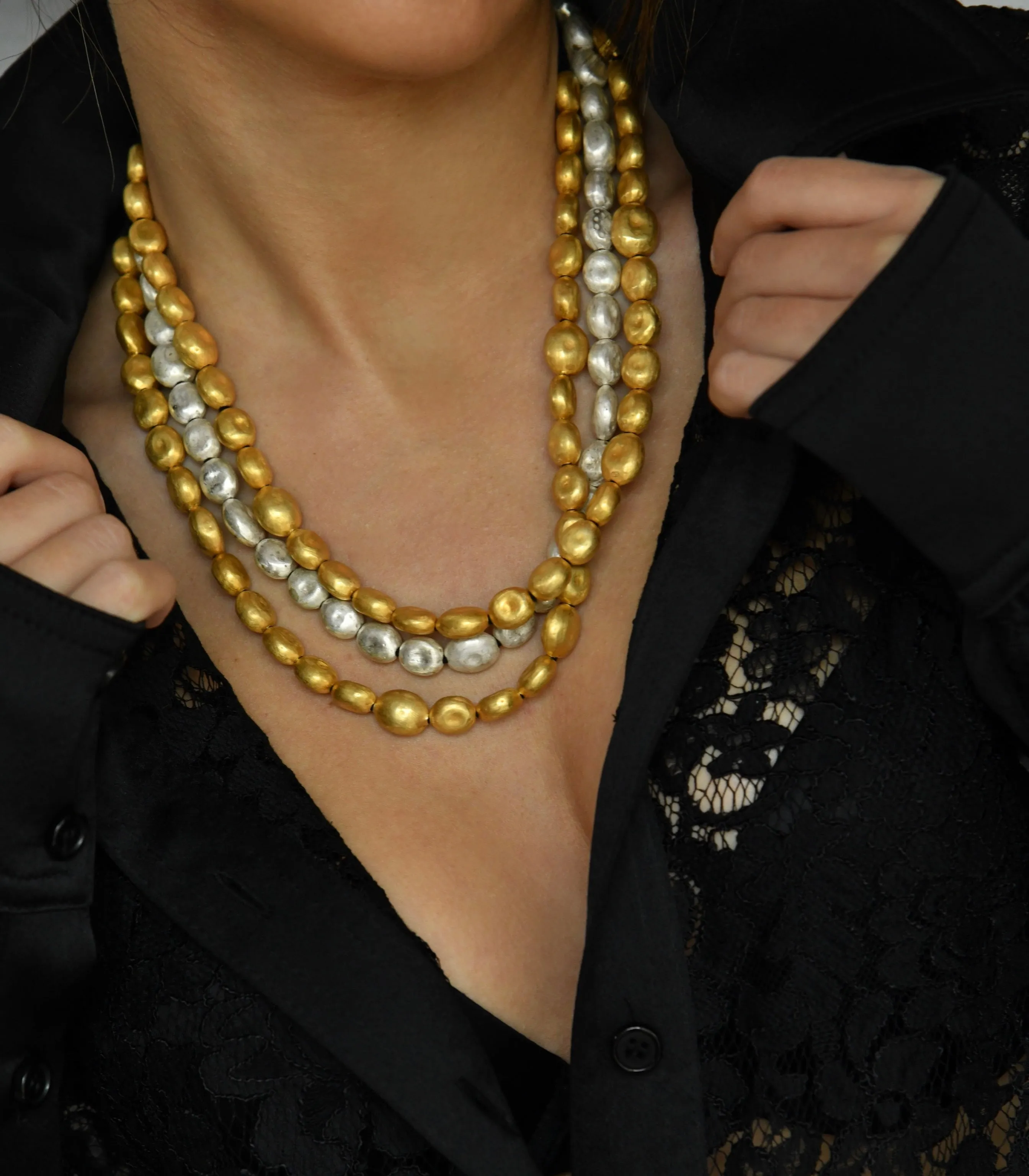 Mahal Beaded Silver Necklace