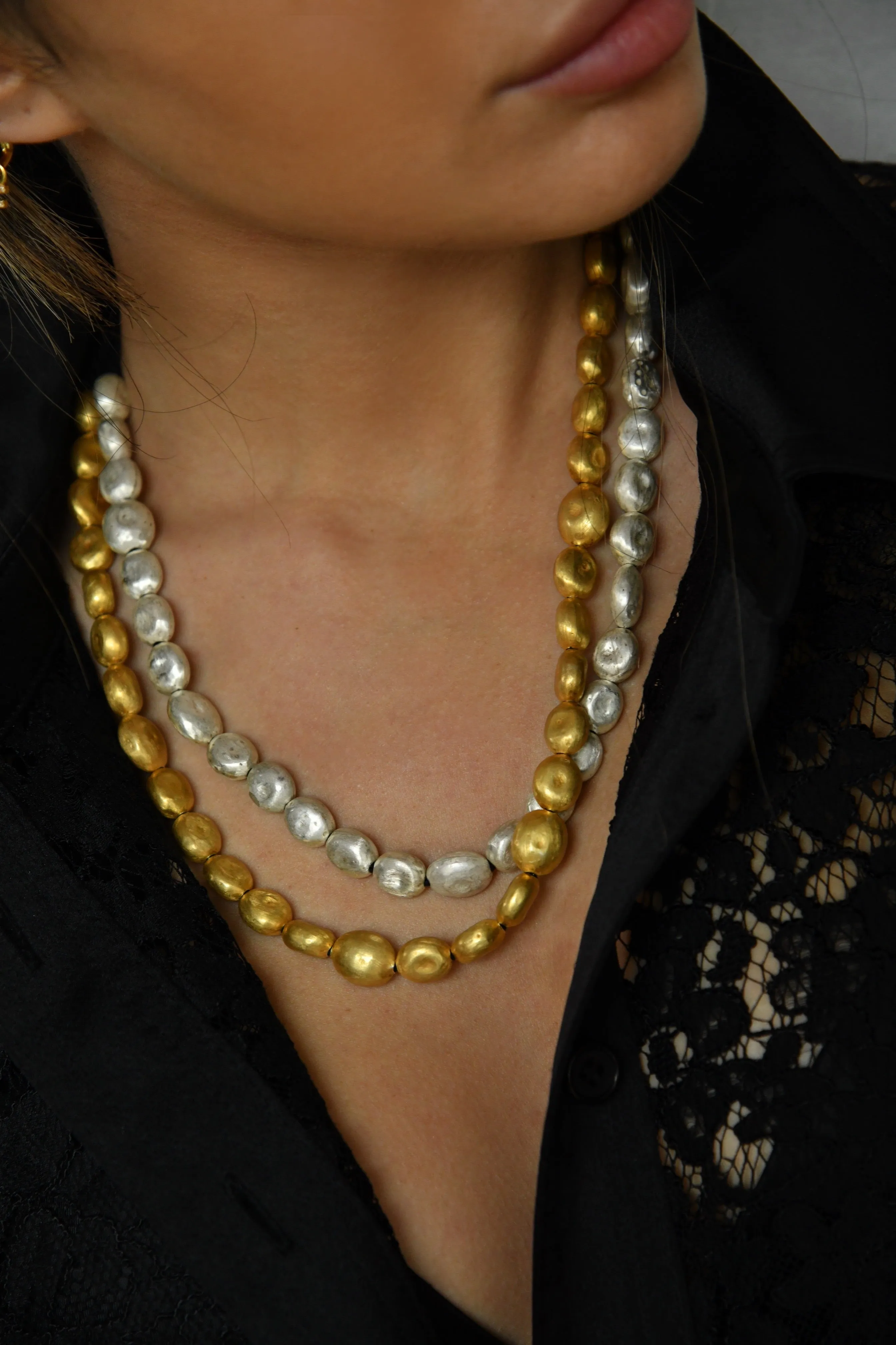 Mahal Beaded Silver Necklace