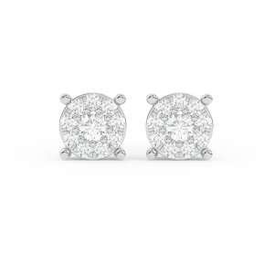 Men's Round Cluster Diamond Stud Earrings 0.34ct 14K Gold