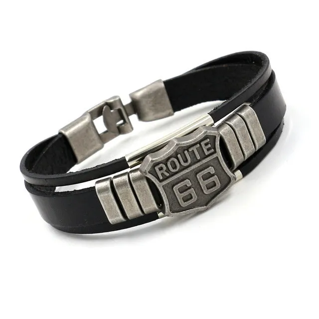 Men's Route 66 Vintage Style Bracelet