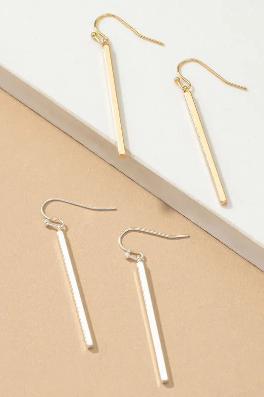Minimalist Match Stick Drop Earrings