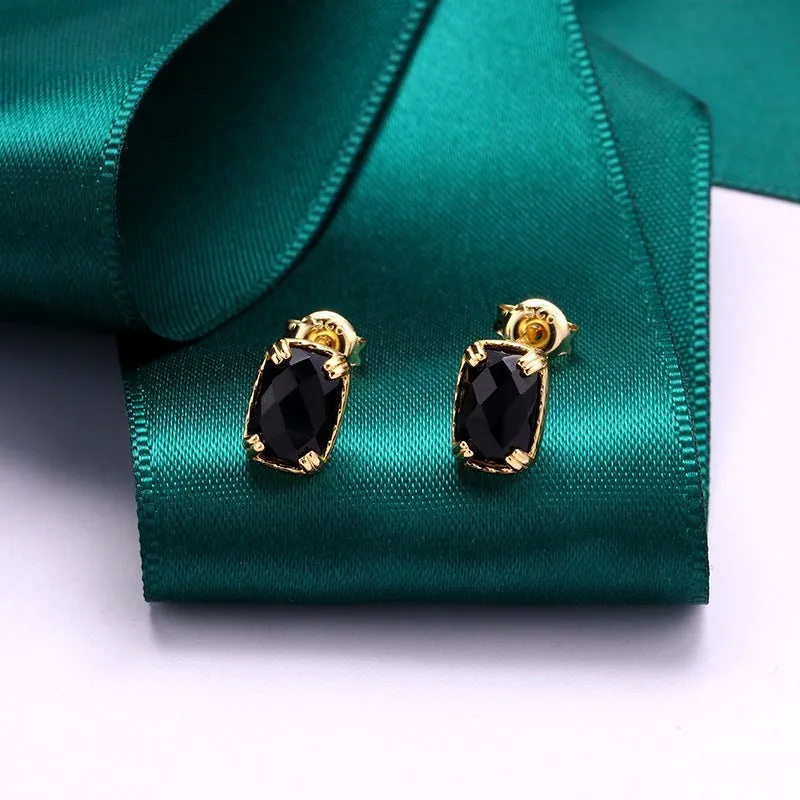 Minimalist Rectangular Onyx Earring