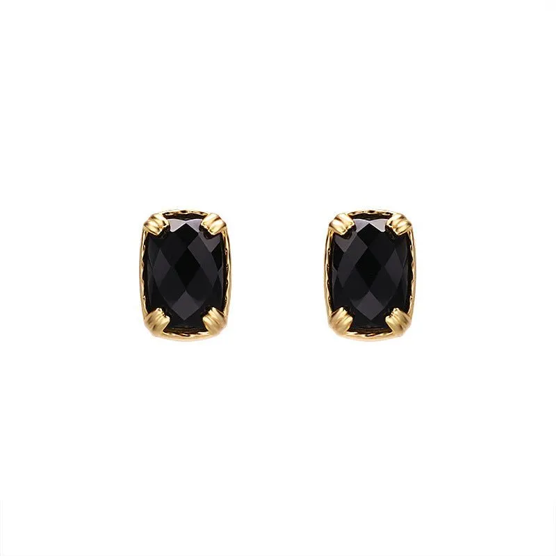 Minimalist Rectangular Onyx Earring