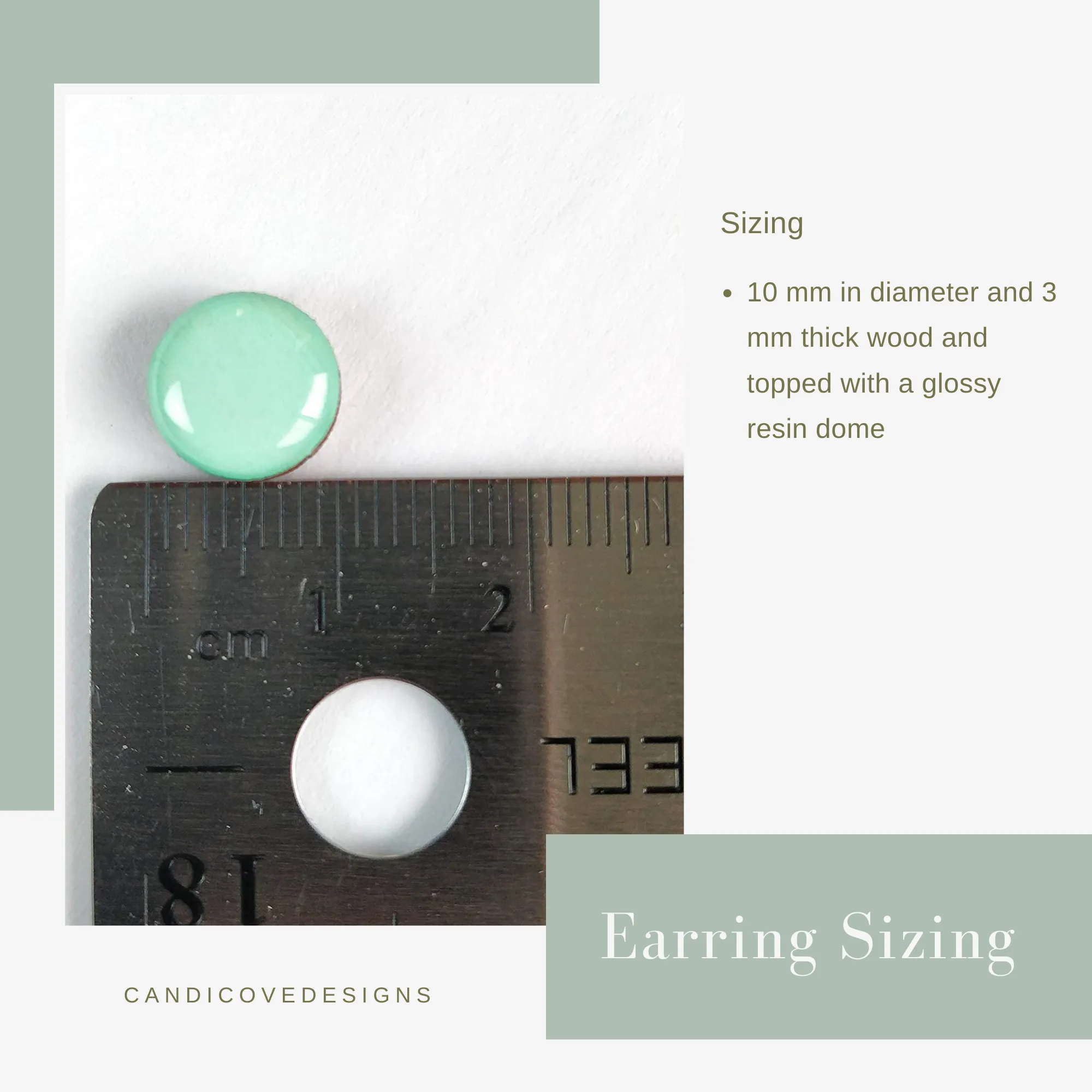 Mint Green Plaid Stud Earrings by Candi Cove Designs