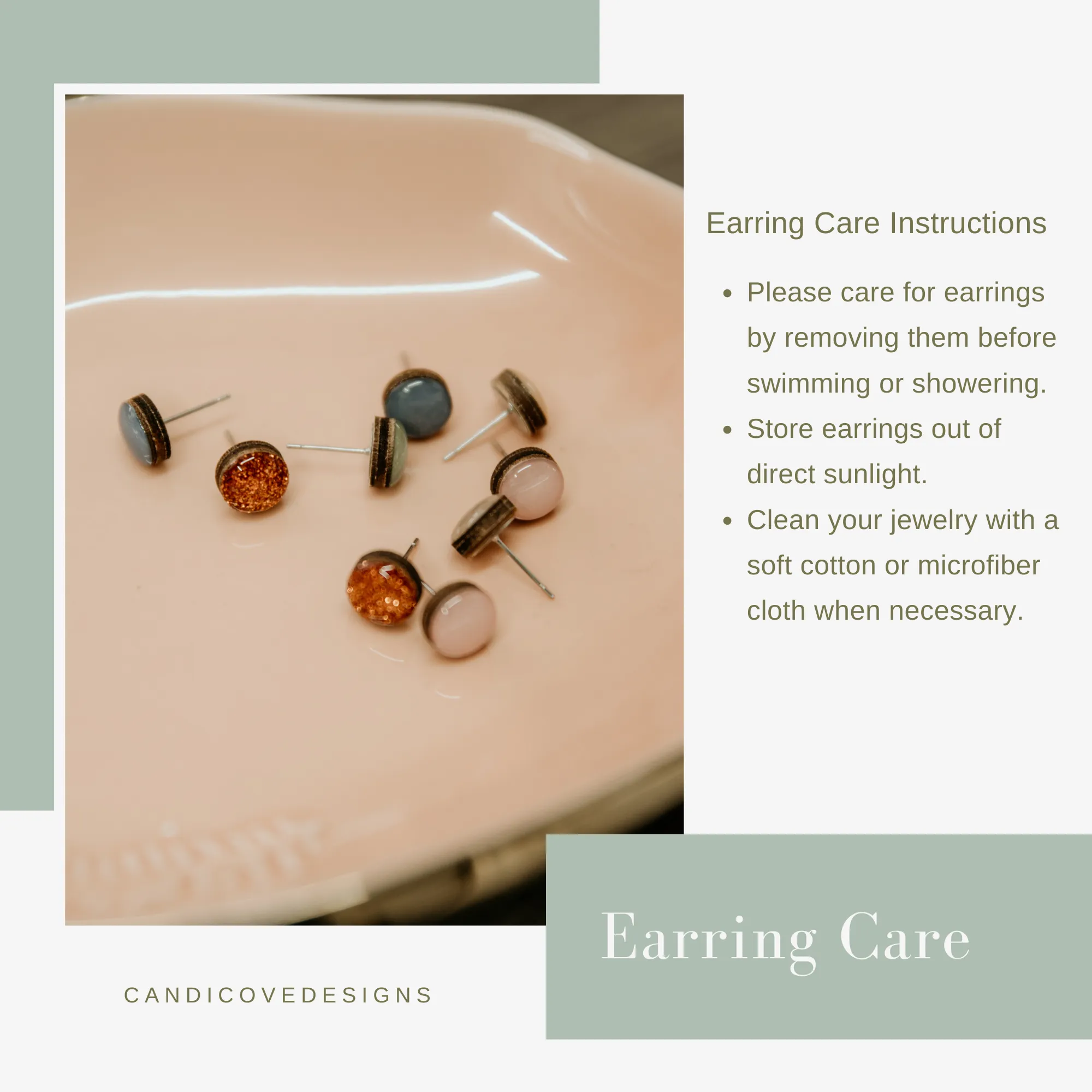 Mint Green Plaid Stud Earrings by Candi Cove Designs