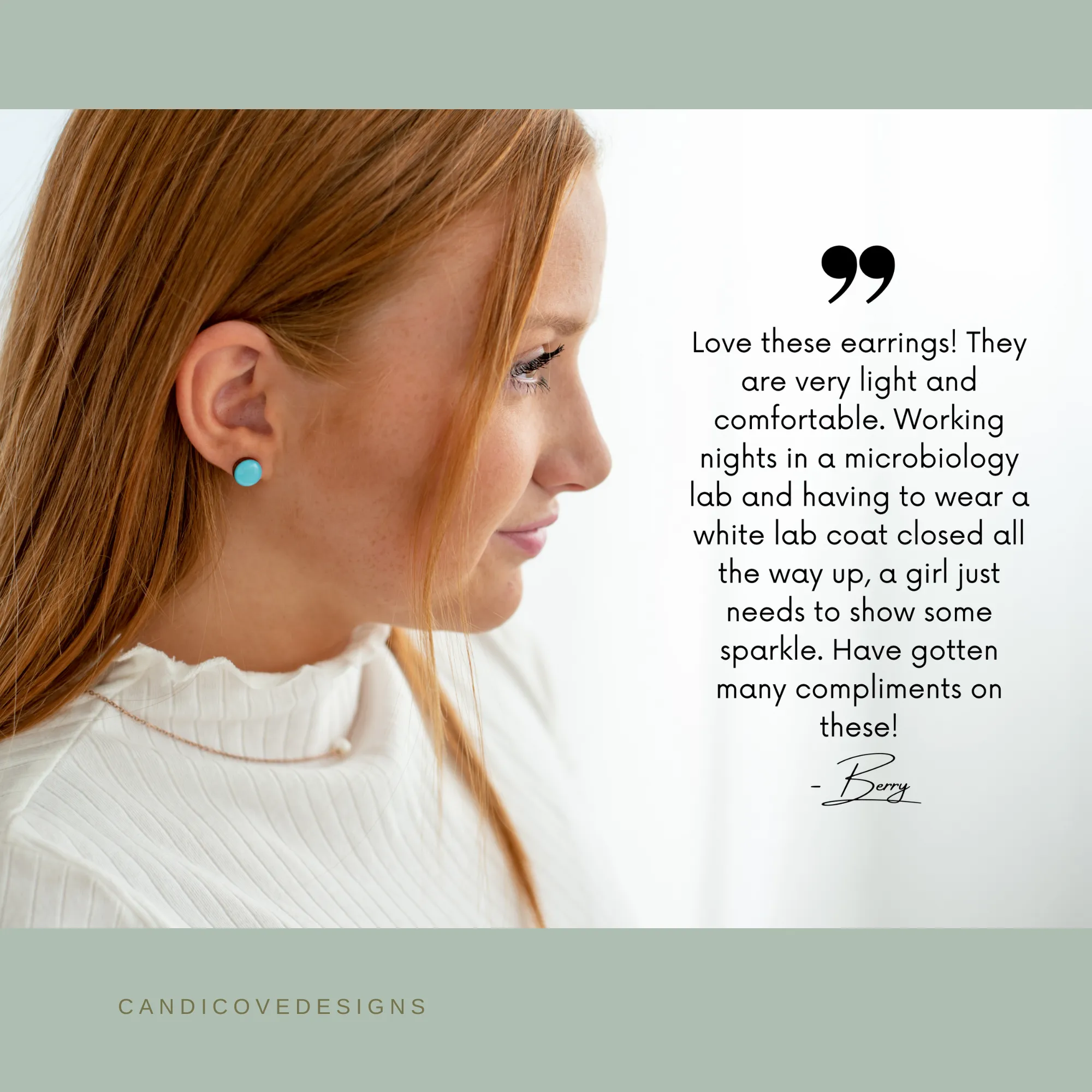 Mint Green Plaid Stud Earrings by Candi Cove Designs