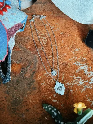 Multi-Strand Concho And Longhorn Chain Necklace