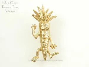Napier Happy Face Carrot Brooch Vintage Pin 1971