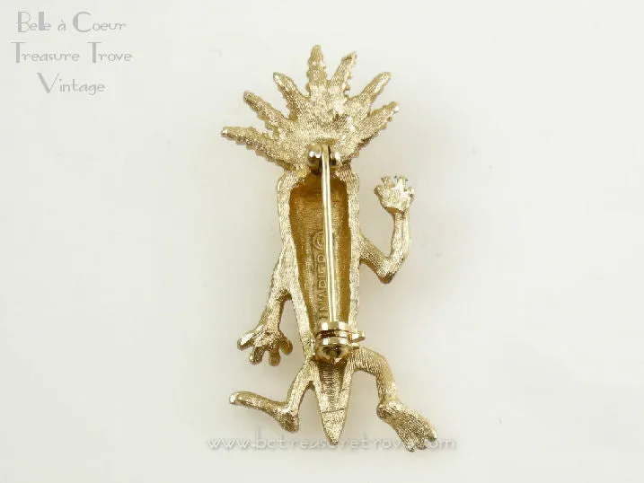 Napier Happy Face Carrot Brooch Vintage Pin 1971