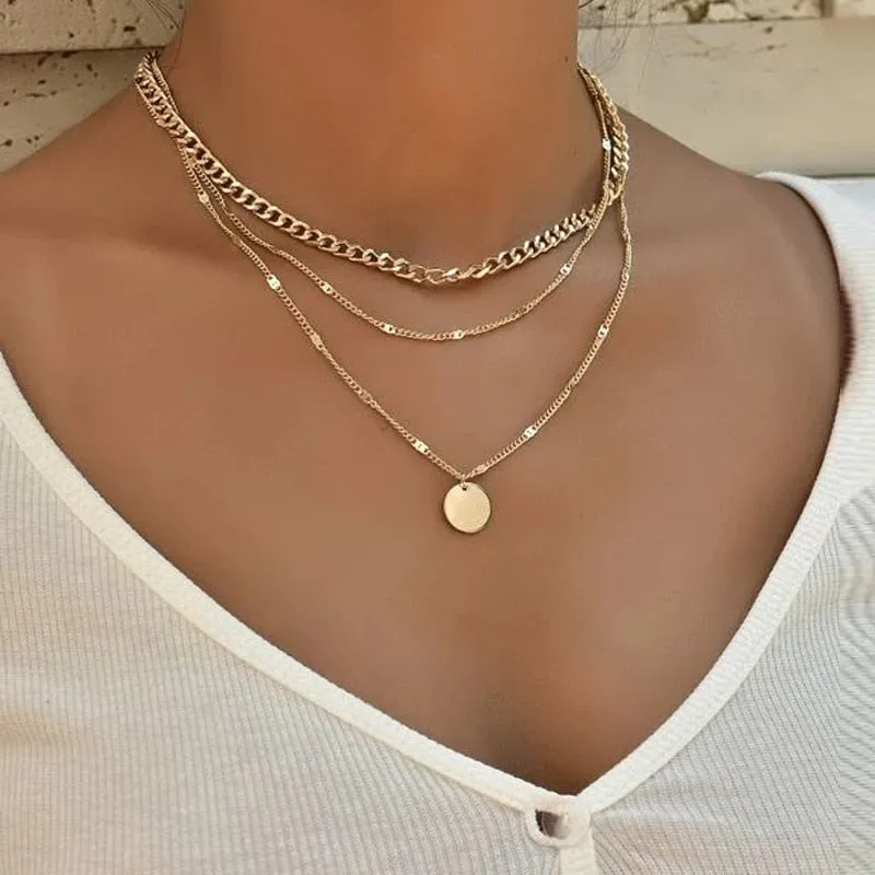 New European Lock Pendants Women Necklaces Exaggerated Gold Color Chain Neckalces Personality Collars for Female colar choker