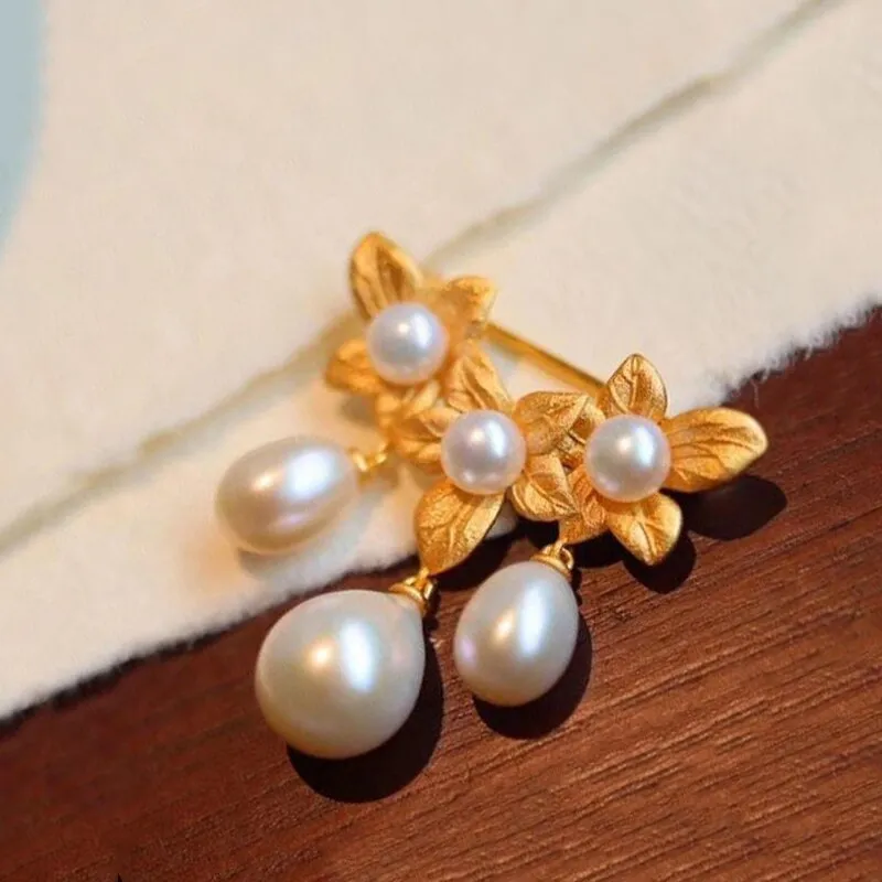 new pearl water drop brooches for women