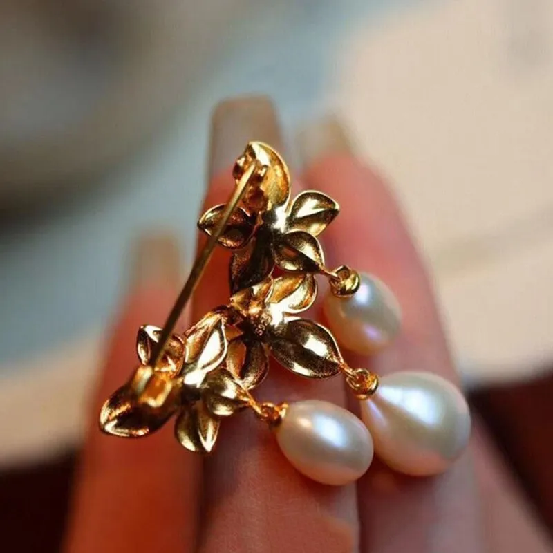 new pearl water drop brooches for women