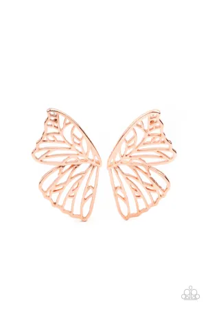 PAPARAZZI Butterfly Frills - Shiny Copper Earrings