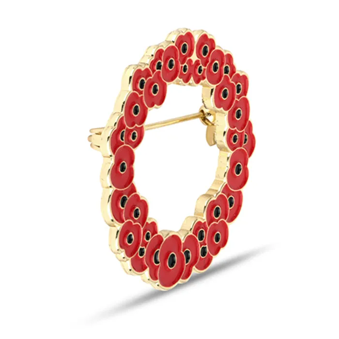Poppy Wreath Gold Pin Badge