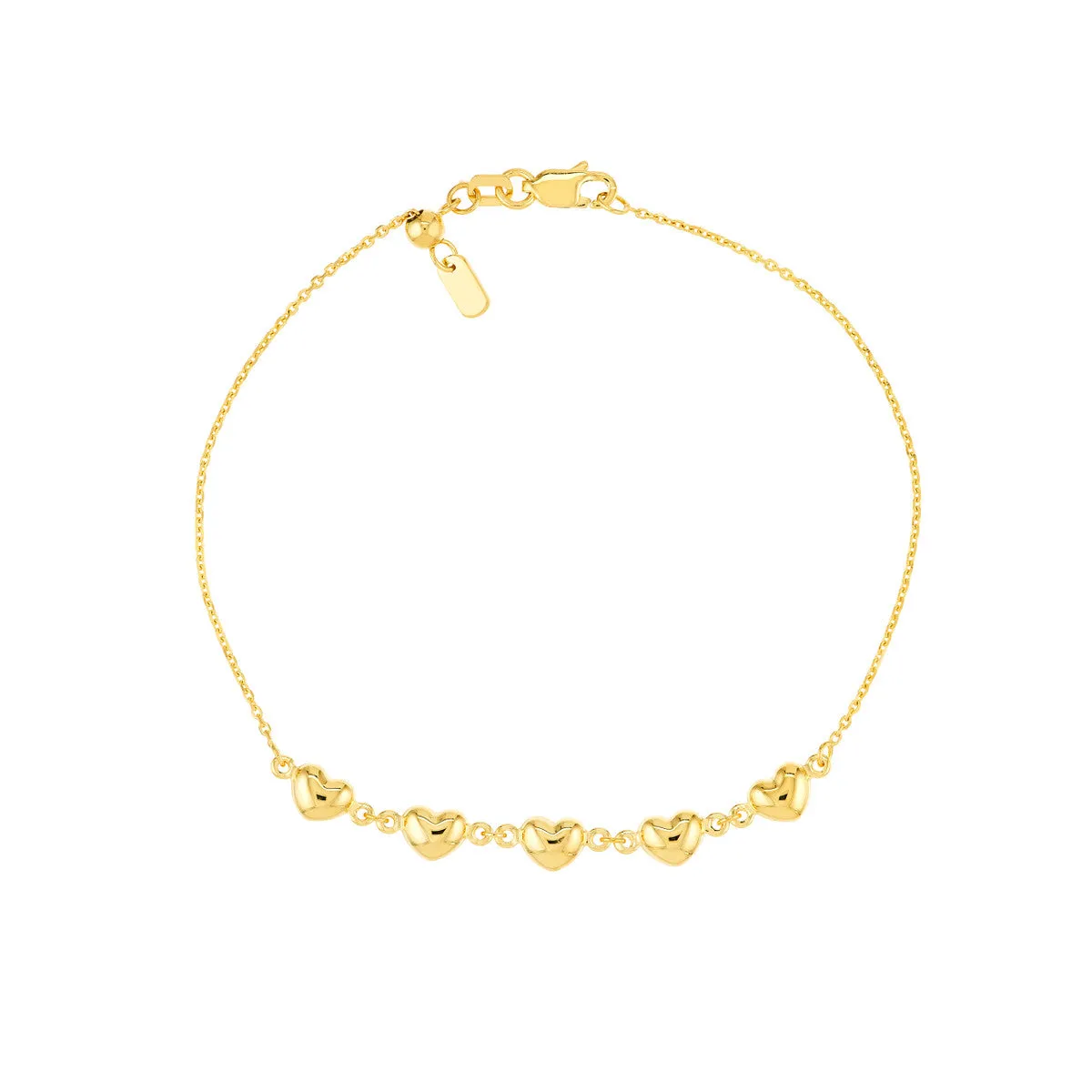 Puffed Heart Station Adjustable Bracelet