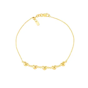 Puffed Heart Station Adjustable Bracelet